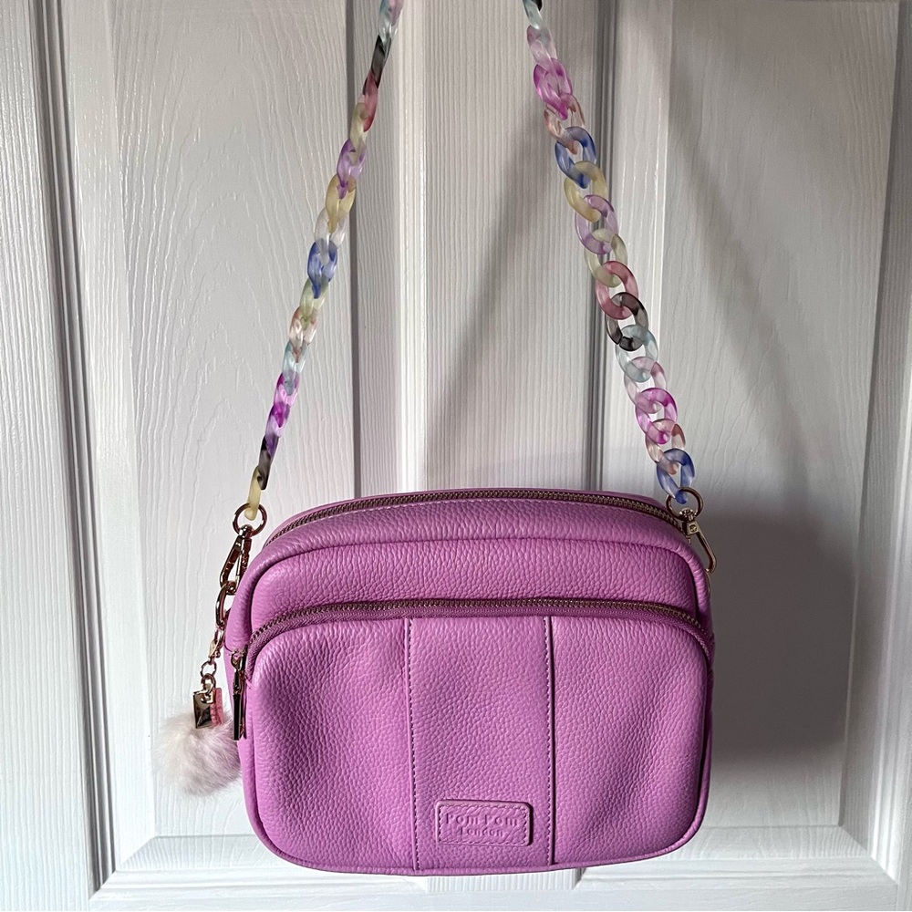 Pom Pom London crossbody bag in Peony Pink